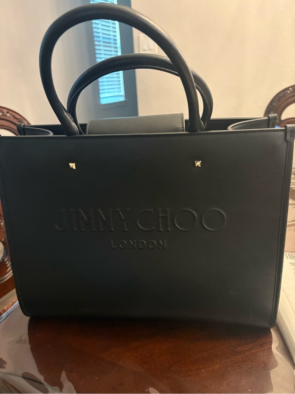 Jimmy Choo Black calf leather avenue bag with strap